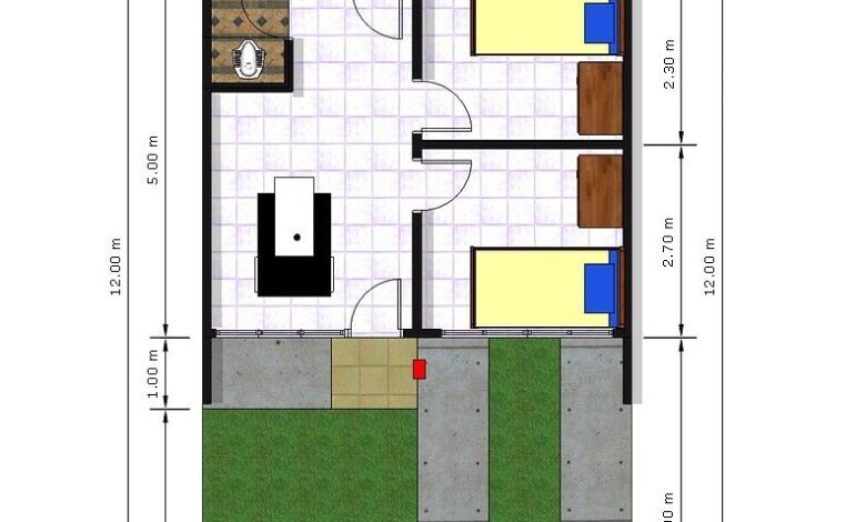 6x12.40 Meter North Facing House Plan