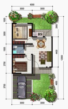 6x12 MT West Facing House Plan