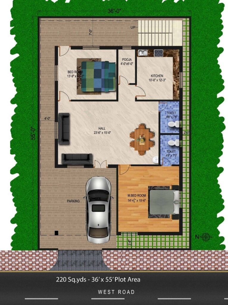 15x20 West Facing House Plan